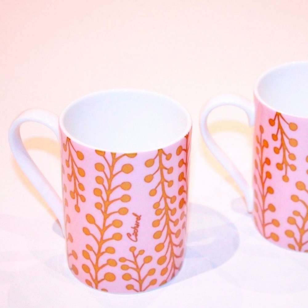 CACHAREL Mimosa Purple COFFEE MUG Pink Set  of 2